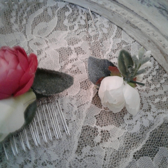 Wedding Hair Bridal Pink Hair Accents Wedding  FINAL SALE - Picture 4 of 11